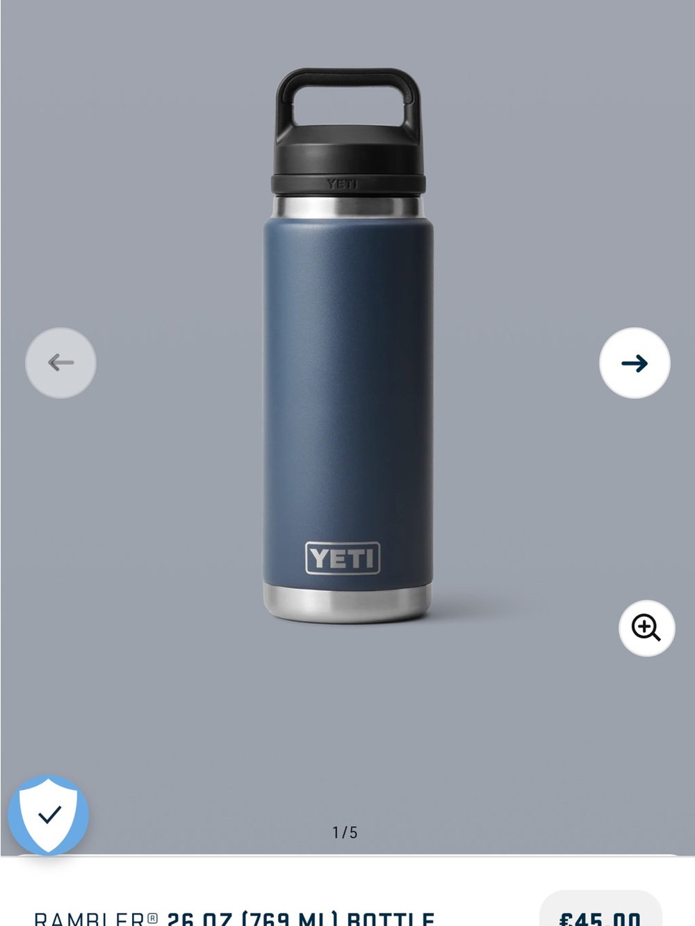 NWT Yeti Rambler 26 oz Bottle - Navy Blue with Black Lid